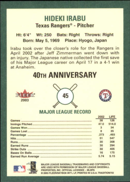 B2168- 2003 Fleer Tradition Baseball Card #s 1-265 -You Pick- 15+ FREE US SHIP - Picture 73 of 487