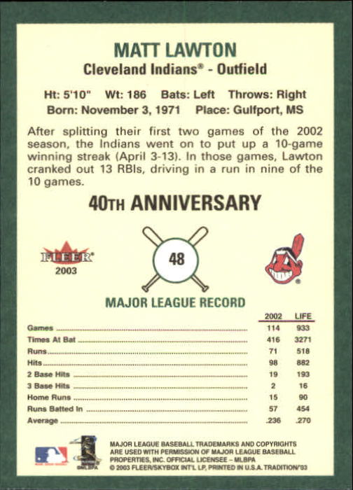 B2168- 2003 Fleer Tradition Baseball Card #s 1-265 -You Pick- 15+ FREE US SHIP - Picture 79 of 487