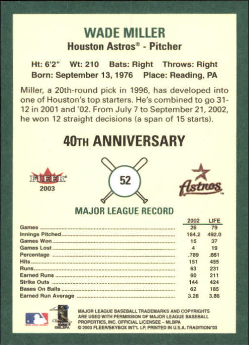 B2168- 2003 Fleer Tradition Baseball Card #s 1-265 -You Pick- 15+ FREE US SHIP - Picture 85 of 487