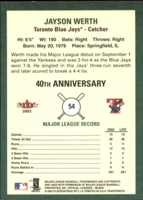 B2168- 2003 Fleer Tradition Baseball Card #s 1-265 -You Pick- 15+ FREE US SHIP - Picture 89 of 487