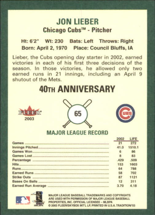 B2168- 2003 Fleer Tradition Baseball Card #s 1-265 -You Pick- 15+ FREE US SHIP - Picture 107 of 487