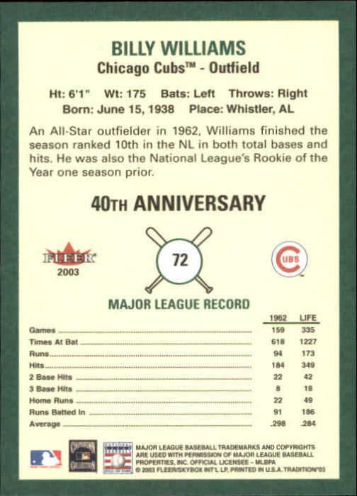 B2168- 2003 Fleer Tradition Baseball Card #s 1-265 -You Pick- 15+ FREE US SHIP - Picture 117 of 487