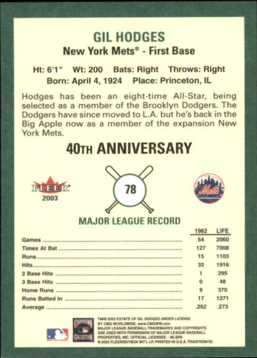 B2168- 2003 Fleer Tradition Baseball Card #s 1-265 -You Pick- 15+ FREE US SHIP - Picture 123 of 487