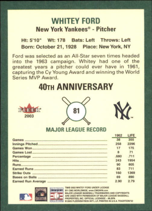 B2168- 2003 Fleer Tradition Baseball Card #s 1-265 -You Pick- 15+ FREE US SHIP - Picture 129 of 487