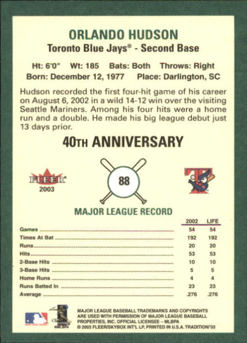 B2168- 2003 Fleer Tradition Baseball Card #s 1-265 -You Pick- 15+ FREE US SHIP - Picture 141 of 487