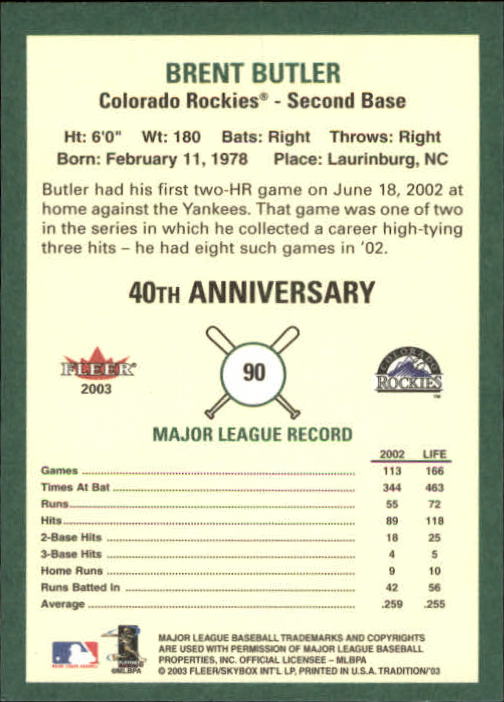 B2168- 2003 Fleer Tradition Baseball Card #s 1-265 -You Pick- 15+ FREE US SHIP - Picture 145 of 487