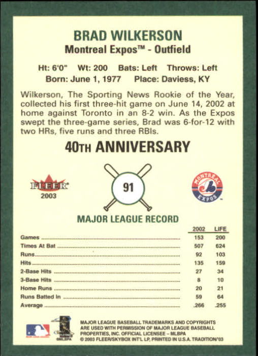 B2168- 2003 Fleer Tradition Baseball Card #s 1-265 -You Pick- 15+ FREE US SHIP - Picture 147 of 487