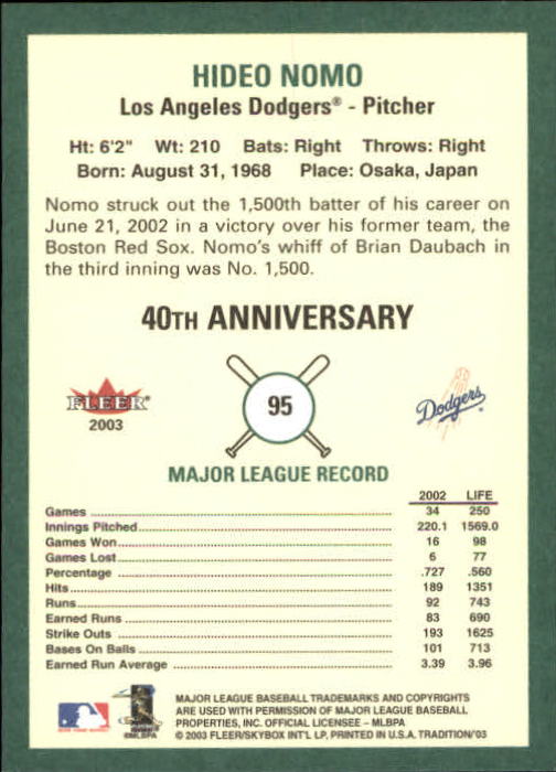 B2168- 2003 Fleer Tradition Baseball Card #s 1-265 -You Pick- 15+ FREE US SHIP - Picture 153 of 487