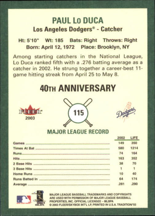 B2168- 2003 Fleer Tradition Baseball Card #s 1-265 -You Pick- 15+ FREE US SHIP - Picture 193 of 487