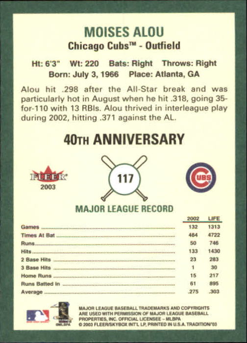 B2168- 2003 Fleer Tradition Baseball Card #s 1-265 -You Pick- 15+ FREE US SHIP - Picture 197 of 487