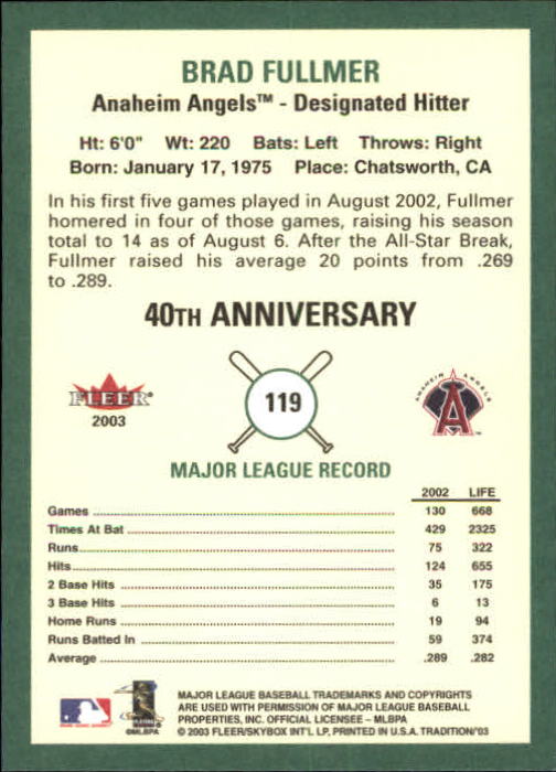 B2168- 2003 Fleer Tradition Baseball Card #s 1-265 -You Pick- 15+ FREE US SHIP - Picture 201 of 487