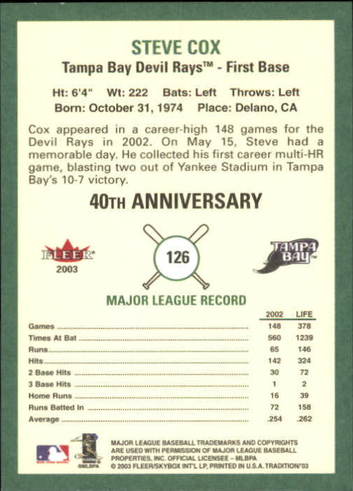 B2168- 2003 Fleer Tradition Baseball Card #s 1-265 -You Pick- 15+ FREE US SHIP - Picture 215 of 487