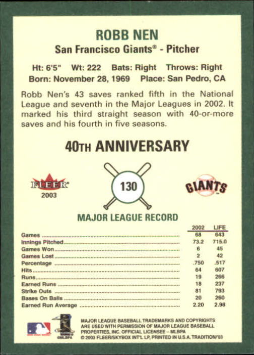 B2168- 2003 Fleer Tradition Baseball Card #s 1-265 -You Pick- 15+ FREE US SHIP - Picture 223 of 487