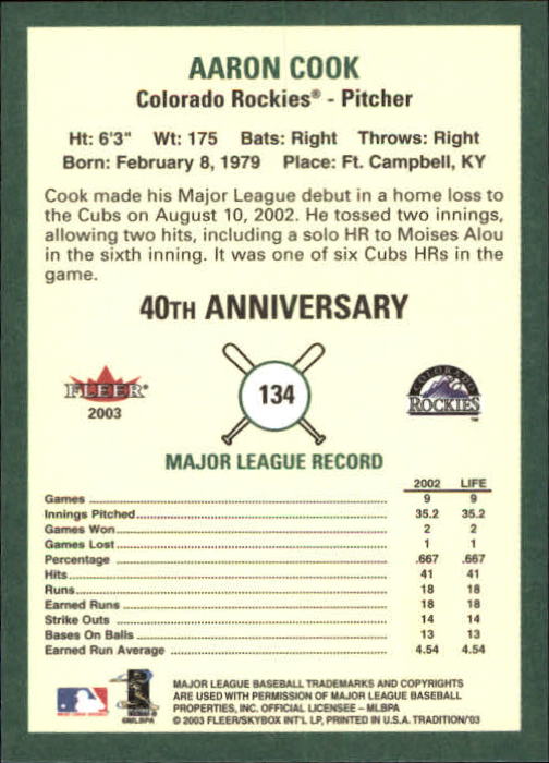 B2168- 2003 Fleer Tradition Baseball Card #s 1-265 -You Pick- 15+ FREE US SHIP - Picture 229 of 487