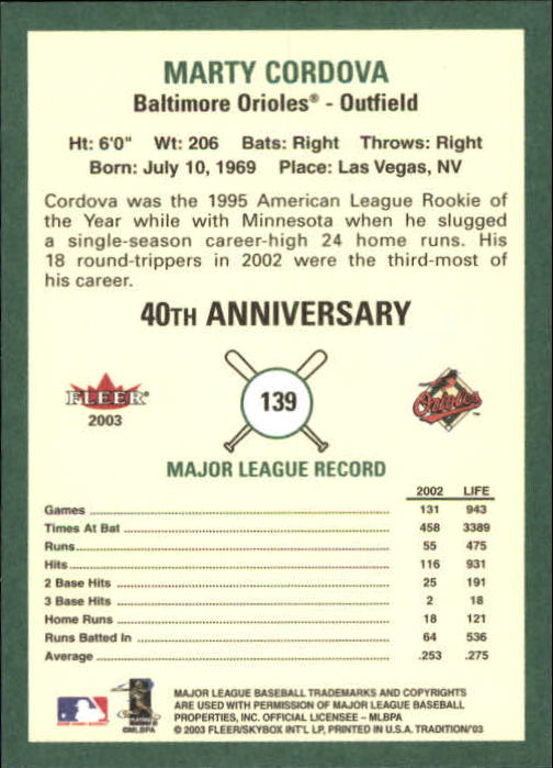 B2168- 2003 Fleer Tradition Baseball Card #s 1-265 -You Pick- 15+ FREE US SHIP - Picture 239 of 487