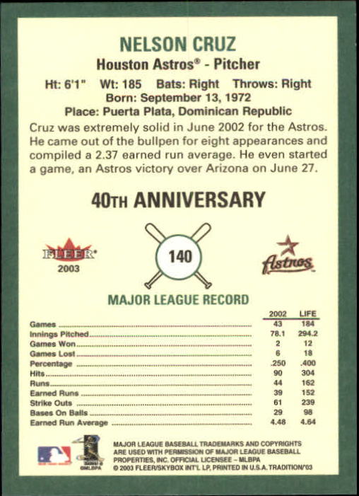 B2168- 2003 Fleer Tradition Baseball Card #s 1-265 -You Pick- 15+ FREE US SHIP - Picture 241 of 487