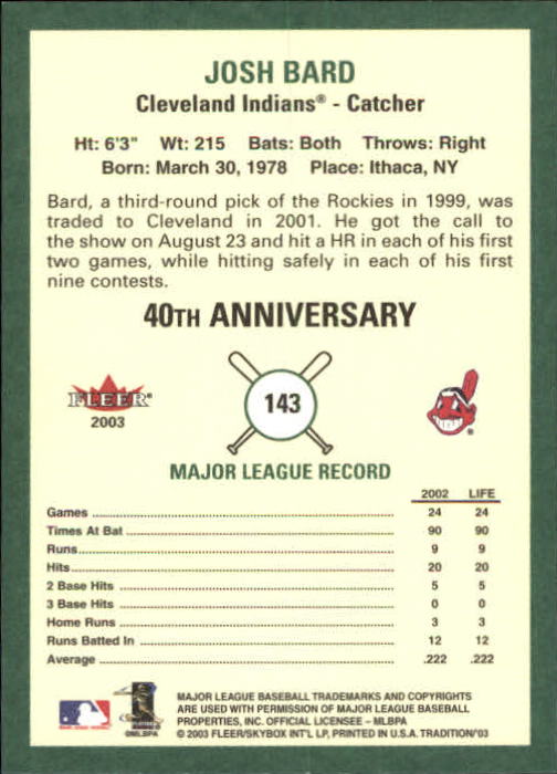 B2168- 2003 Fleer Tradition Baseball Card #s 1-265 -You Pick- 15+ FREE US SHIP - Picture 247 of 487