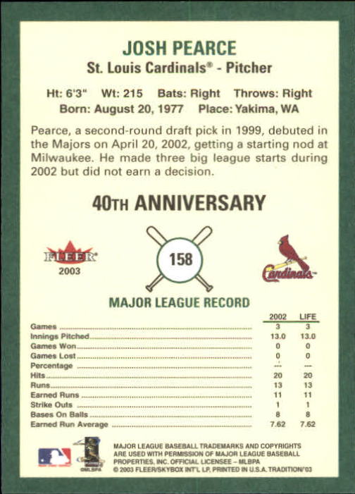 B2168- 2003 Fleer Tradition Baseball Card #s 1-265 -You Pick- 15+ FREE US SHIP - Picture 277 of 487