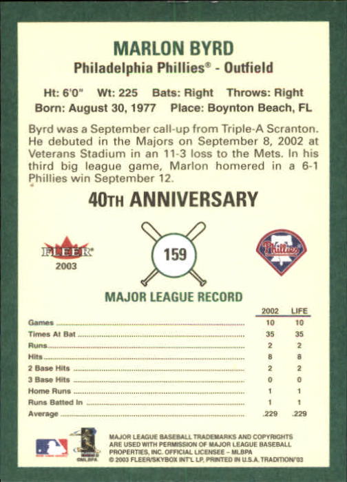 B2168- 2003 Fleer Tradition Baseball Card #s 1-265 -You Pick- 15+ FREE US SHIP - Picture 279 of 487