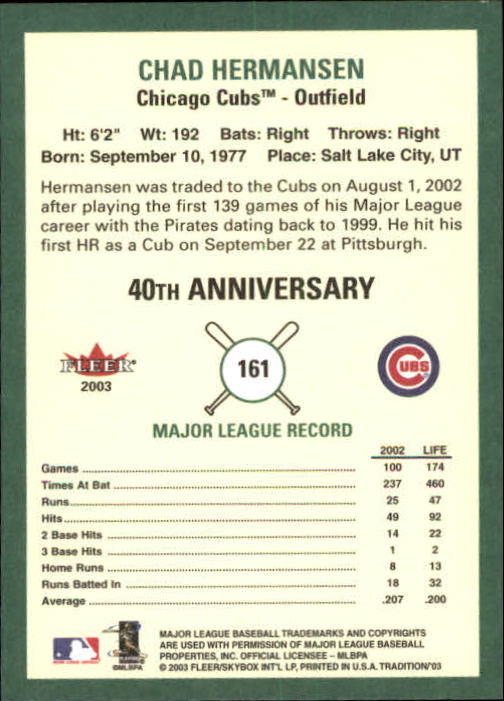 B2168- 2003 Fleer Tradition Baseball Card #s 1-265 -You Pick- 15+ FREE US SHIP - Picture 283 of 487