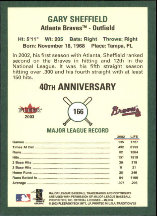 B2168- 2003 Fleer Tradition Baseball Card #s 1-265 -You Pick- 15+ FREE US SHIP - Picture 293 of 487