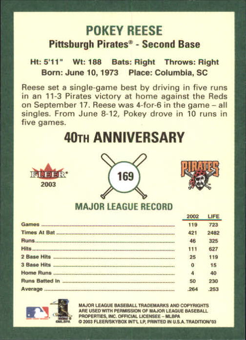 B2168- 2003 Fleer Tradition Baseball Card #s 1-265 -You Pick- 15+ FREE US SHIP - Picture 299 of 487