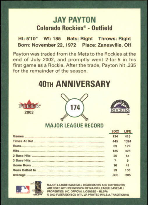 B2168- 2003 Fleer Tradition Baseball Card #s 1-265 -You Pick- 15+ FREE US SHIP - Picture 307 of 487