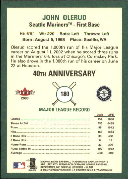 B2168- 2003 Fleer Tradition Baseball Card #s 1-265 -You Pick- 15+ FREE US SHIP - Picture 319 of 487