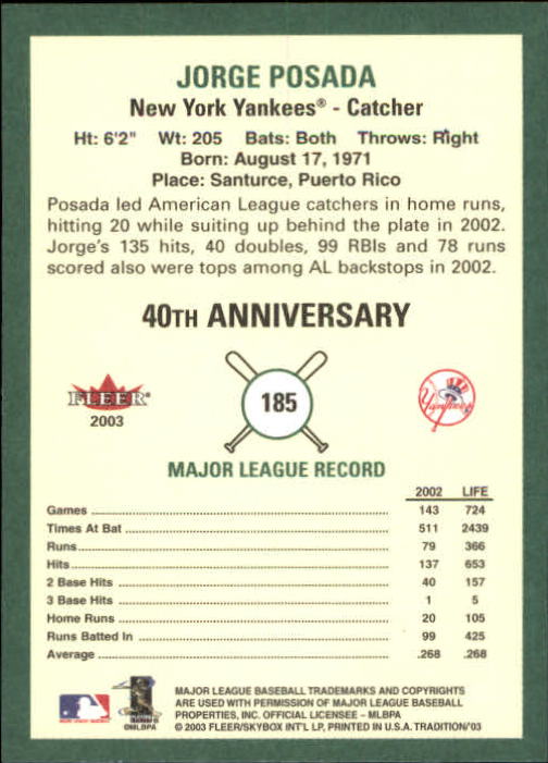 B2168- 2003 Fleer Tradition Baseball Card #s 1-265 -You Pick- 15+ FREE US SHIP - Picture 329 of 487