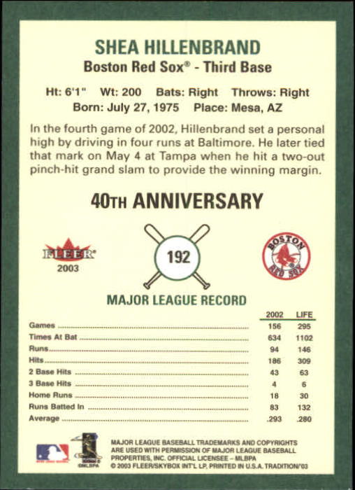 B2168- 2003 Fleer Tradition Baseball Card #s 1-265 -You Pick- 15+ FREE US SHIP - Picture 343 of 487