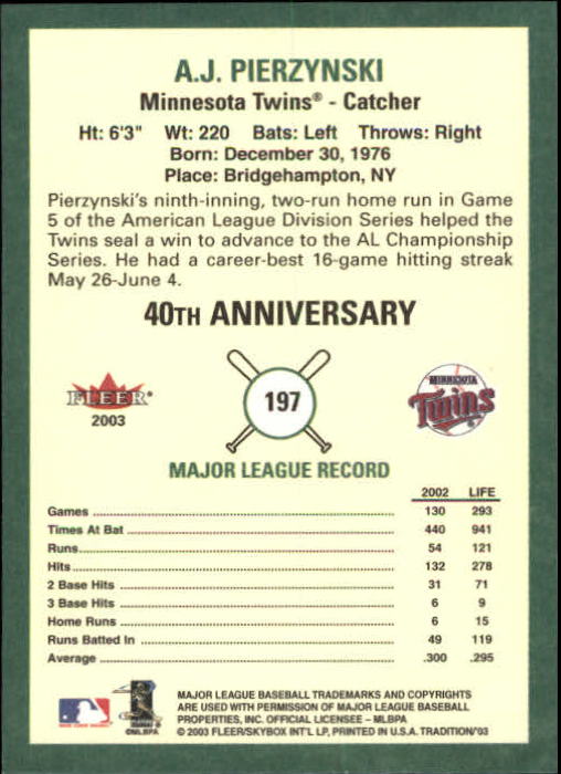 B2168- 2003 Fleer Tradition Baseball Card #s 1-265 -You Pick- 15+ FREE US SHIP - Picture 353 of 487