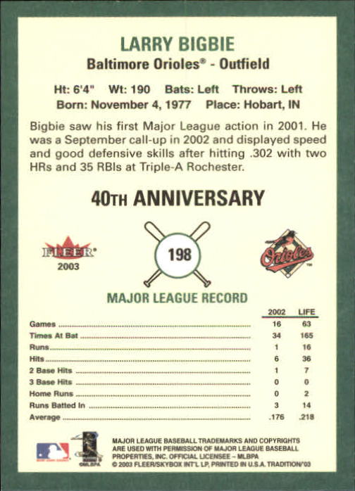 B2168- 2003 Fleer Tradition Baseball Card #s 1-265 -You Pick- 15+ FREE US SHIP - Picture 355 of 487