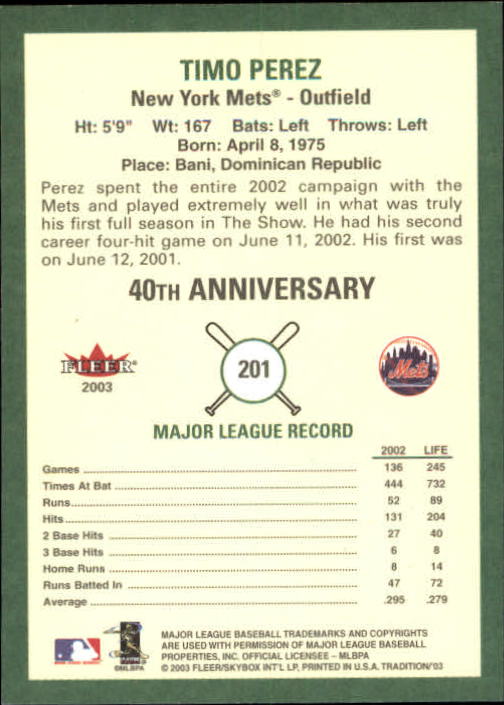 B2168- 2003 Fleer Tradition Baseball Card #s 1-265 -You Pick- 15+ FREE US SHIP - Picture 361 of 487