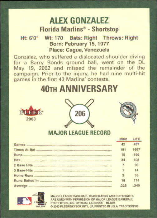 B2168- 2003 Fleer Tradition Baseball Card #s 1-265 -You Pick- 15+ FREE US SHIP - Picture 369 of 487