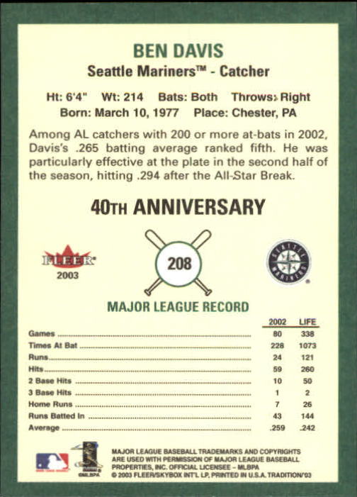 B2168- 2003 Fleer Tradition Baseball Card #s 1-265 -You Pick- 15+ FREE US SHIP - Picture 373 of 487