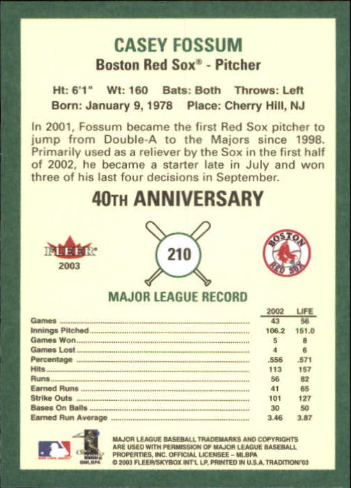 B2168- 2003 Fleer Tradition Baseball Card #s 1-265 -You Pick- 15+ FREE US SHIP - Picture 377 of 487