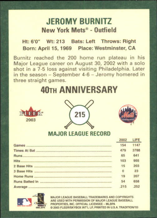 B2168- 2003 Fleer Tradition Baseball Card #s 1-265 -You Pick- 15+ FREE US SHIP - Picture 387 of 487