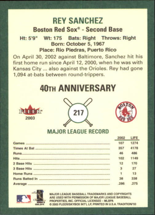 B2168- 2003 Fleer Tradition Baseball Card #s 1-265 -You Pick- 15+ FREE US SHIP - Picture 391 of 487