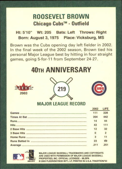 B2168- 2003 Fleer Tradition Baseball Card #s 1-265 -You Pick- 15+ FREE US SHIP - Picture 395 of 487