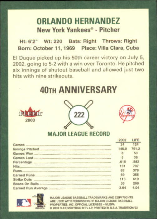 B2168- 2003 Fleer Tradition Baseball Card #s 1-265 -You Pick- 15+ FREE US SHIP - Picture 401 of 487