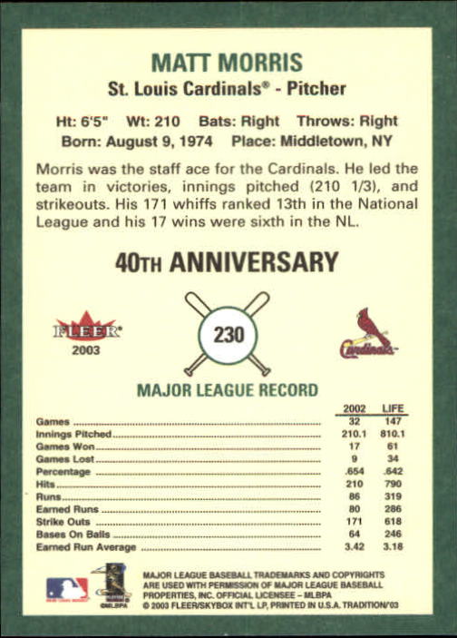 B2168- 2003 Fleer Tradition Baseball Card #s 1-265 -You Pick- 15+ FREE US SHIP - Picture 417 of 487