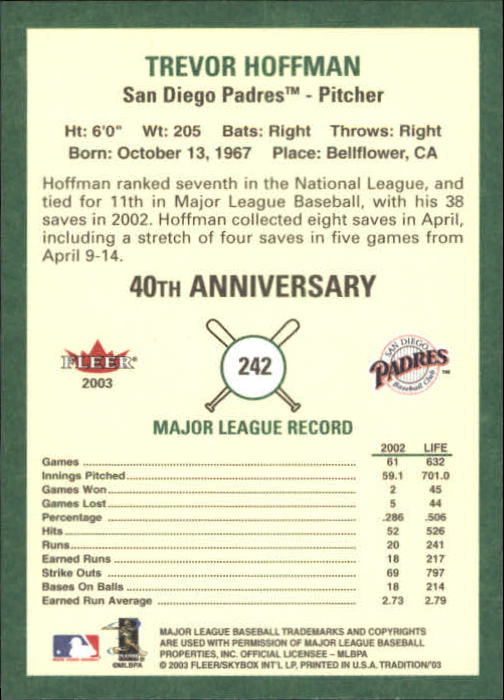 B2168- 2003 Fleer Tradition Baseball Card #s 1-265 -You Pick- 15+ FREE US SHIP - Picture 441 of 487