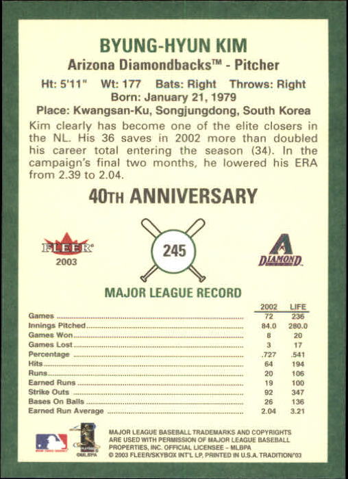 B2168- 2003 Fleer Tradition Baseball Card #s 1-265 -You Pick- 15+ FREE US SHIP - Picture 447 of 487