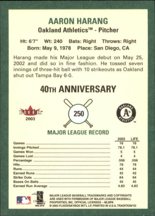 B2168- 2003 Fleer Tradition Baseball Card #s 1-265 -You Pick- 15+ FREE US SHIP - Picture 457 of 487