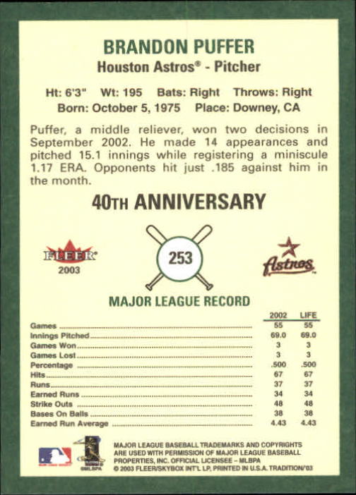 B2168- 2003 Fleer Tradition Baseball Card #s 1-265 -You Pick- 15+ FREE US SHIP - Picture 463 of 487