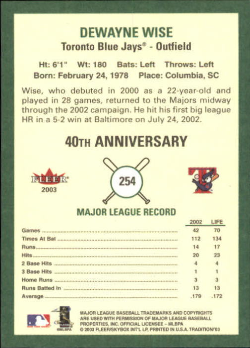 B2168- 2003 Fleer Tradition Baseball Card #s 1-265 -You Pick- 15+ FREE US SHIP - Picture 465 of 487