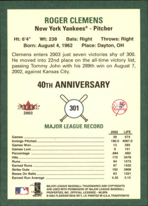 Roger Clemens cards (1987-2022) Red Sox Yankees Blue Jays Astros - You Choose - Picture 280 of 356