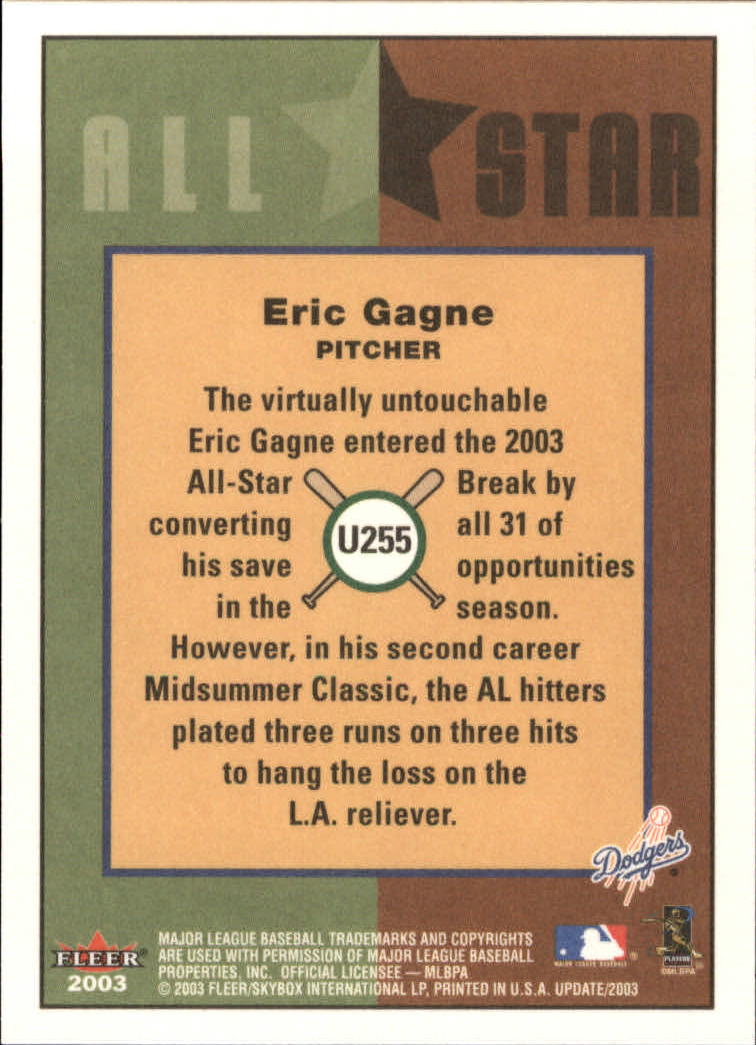 2003 Fleer Tradition Update #255 Eric Gagne AS back image