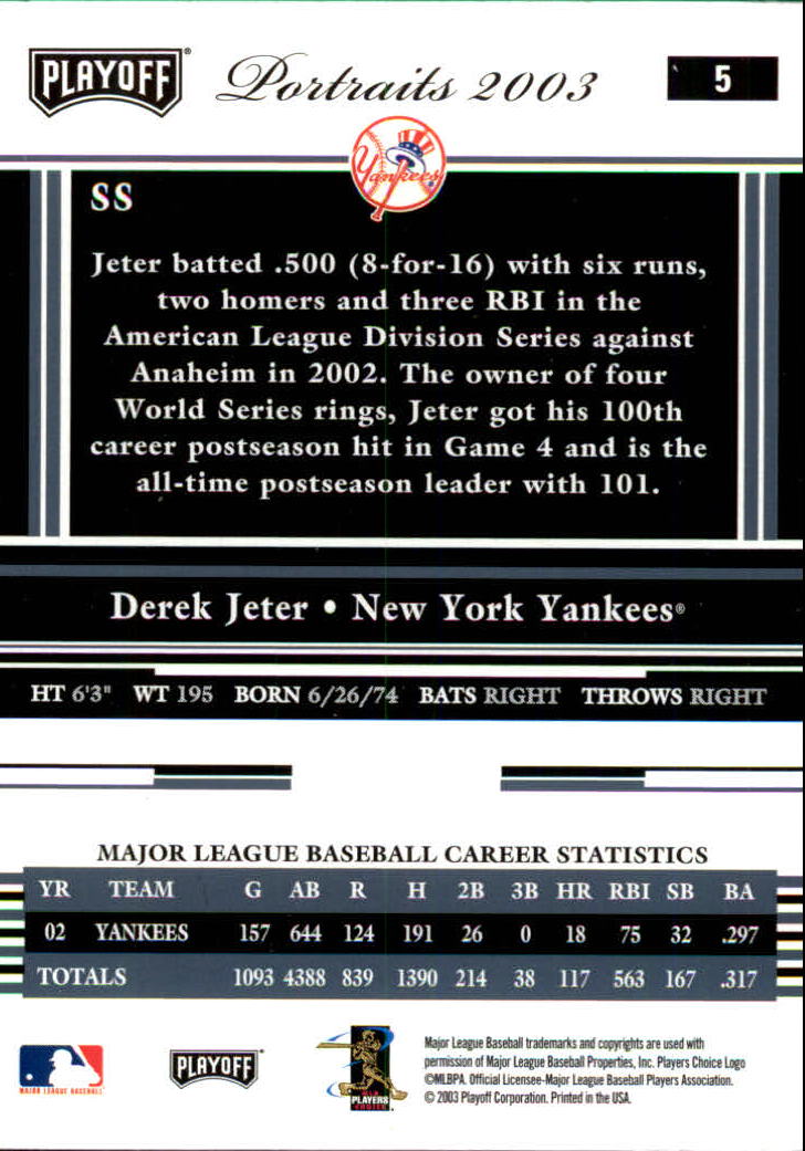 2003 Playoff Portraits Baseball "Main Set" Cards #1 to #144 - Picture 11 of 287