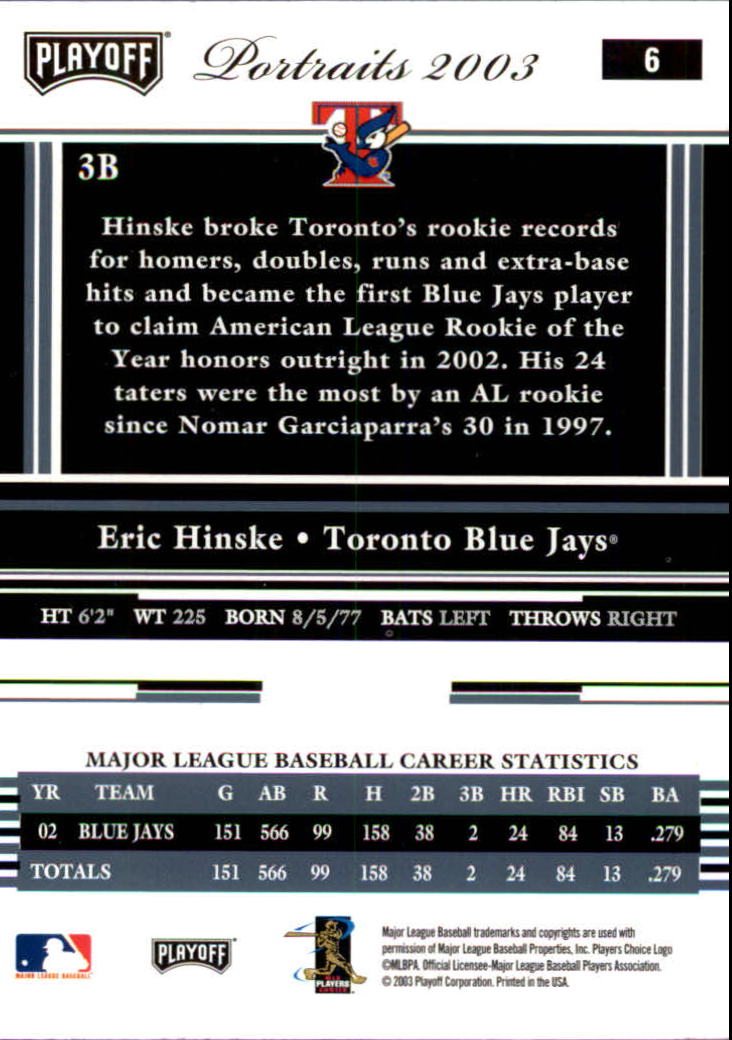 2003 Playoff Portraits Baseball "Main Set" Cards #1 to #144 - Picture 13 of 287